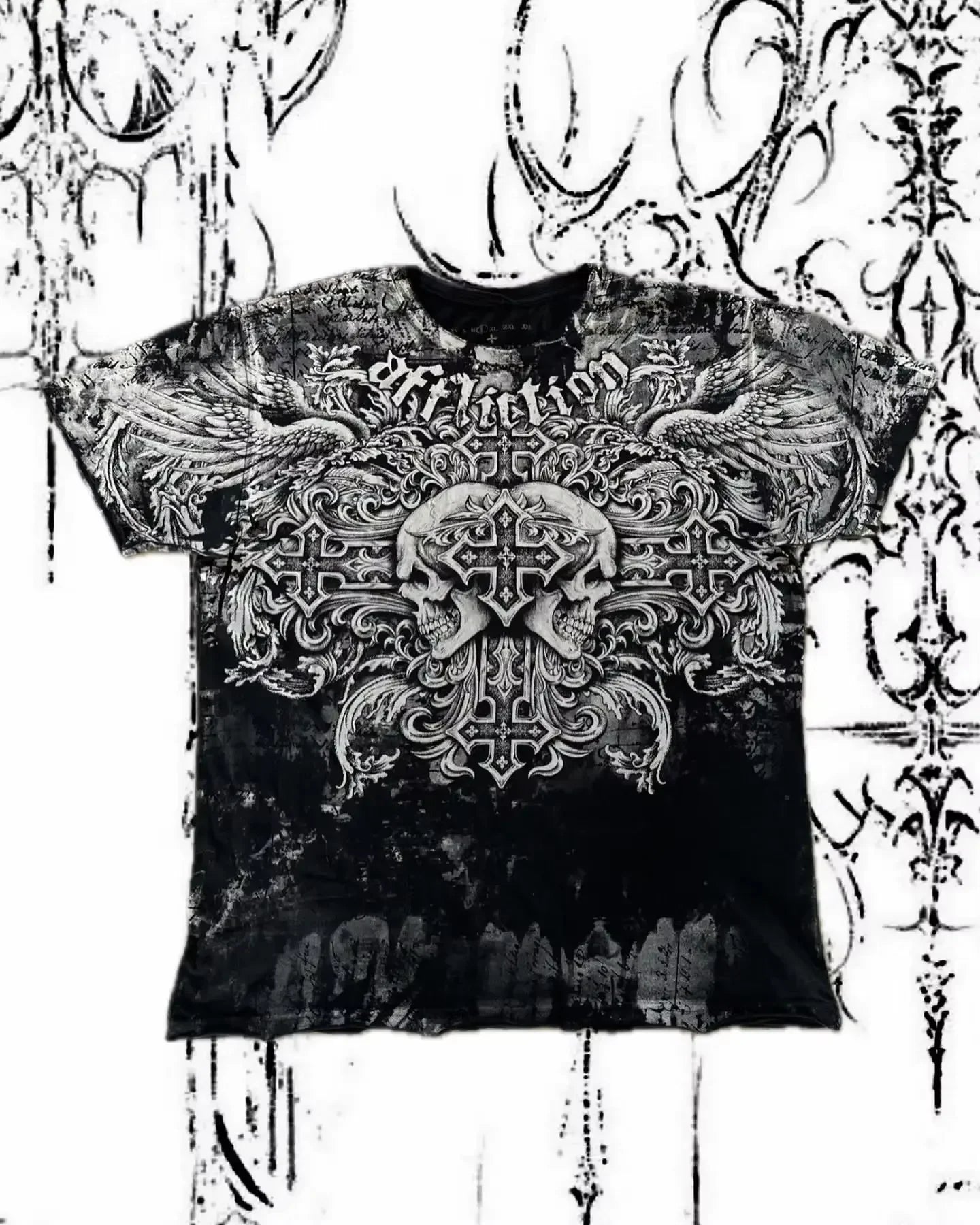 Retro Washing Affliction Grunge Cyber Y2K Style T-Shirt