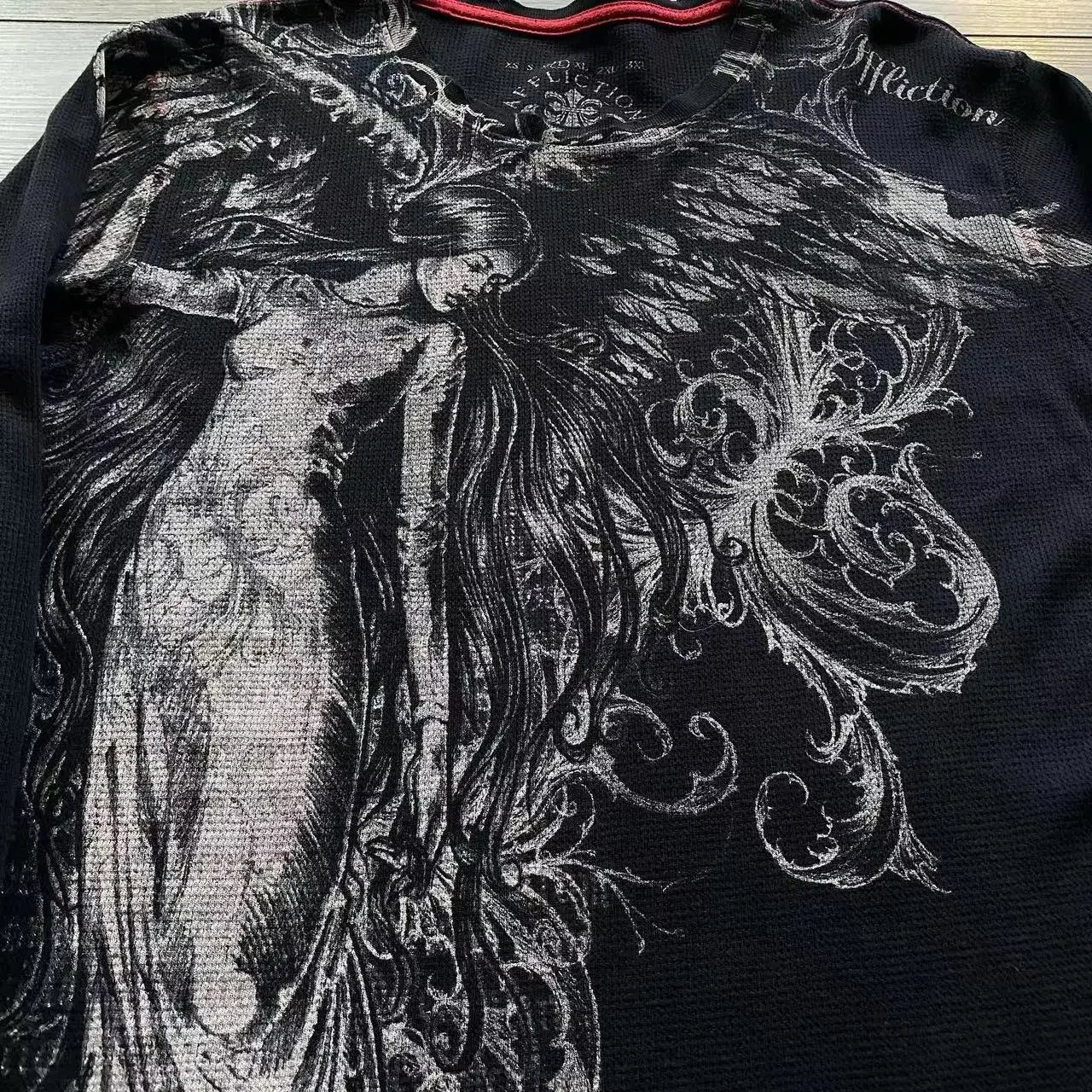 Affliction Long sleeved T shirt Fashion Round Neck Oversized T shirt New  Mens Womens Casual Gothic Clothing Tops Streetwear