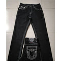 High Street Trendy Jeans White Thick Thread Buddha Religion Straight Casual Pants Men
