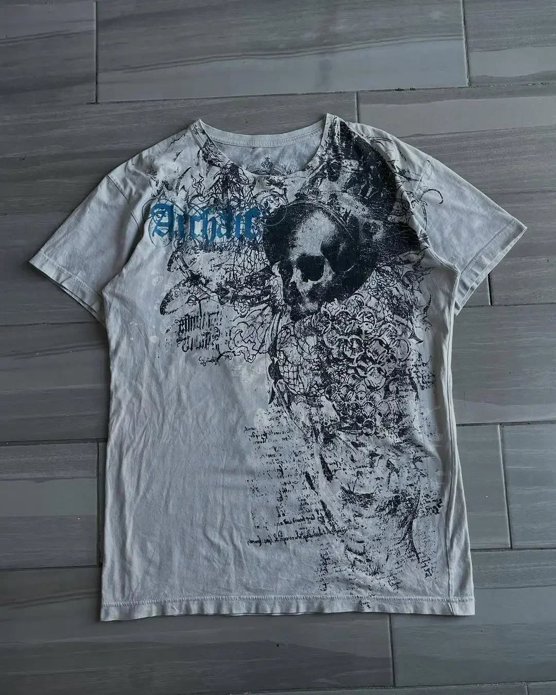 Affliction Fashion T-shirt Gothic Short Sleeve Sweatshirts Dark Gothic Skull Print Mayhem Gaga Oversized Men New Cotton Tops