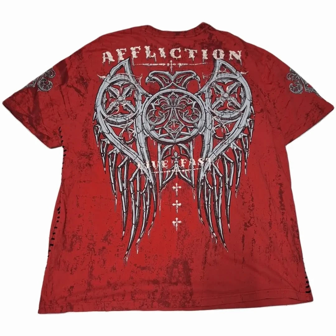 Boy Affliction Retro Red Shirt Street Y2K American Fashion Street Men and Women Loose T-shirt Casual Tops New Oversized t shirt