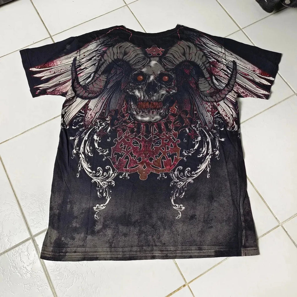 Xtreme T shirt Men Y2K Fashion Bible Scripture Pattern Printed Short Sleeves Affliction High Street Gothic Tide Cotton T shirts