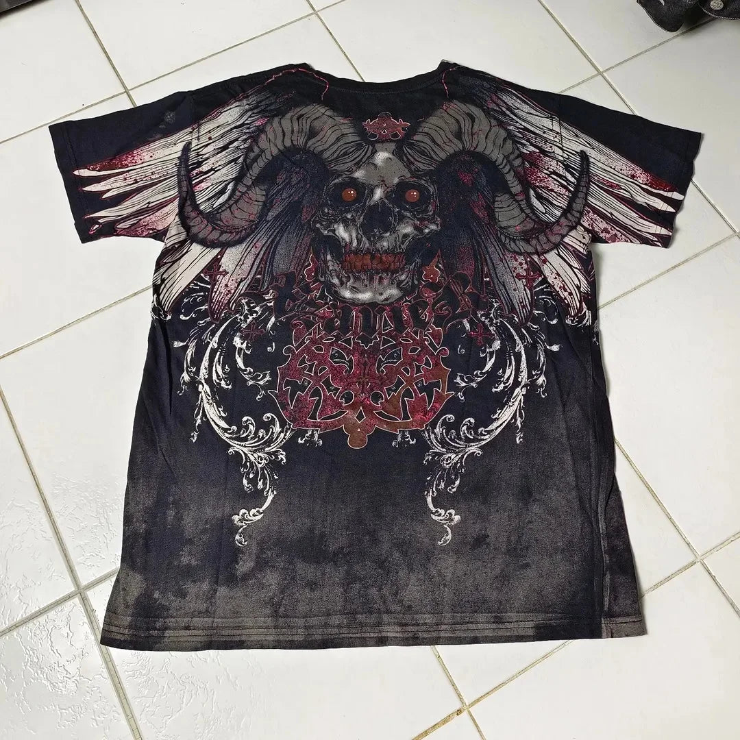 Xtreme T shirt Men Y2K Fashion Bible Scripture Pattern Printed Short Sleeves Affliction High Street Gothic Tide Cotton T shirts