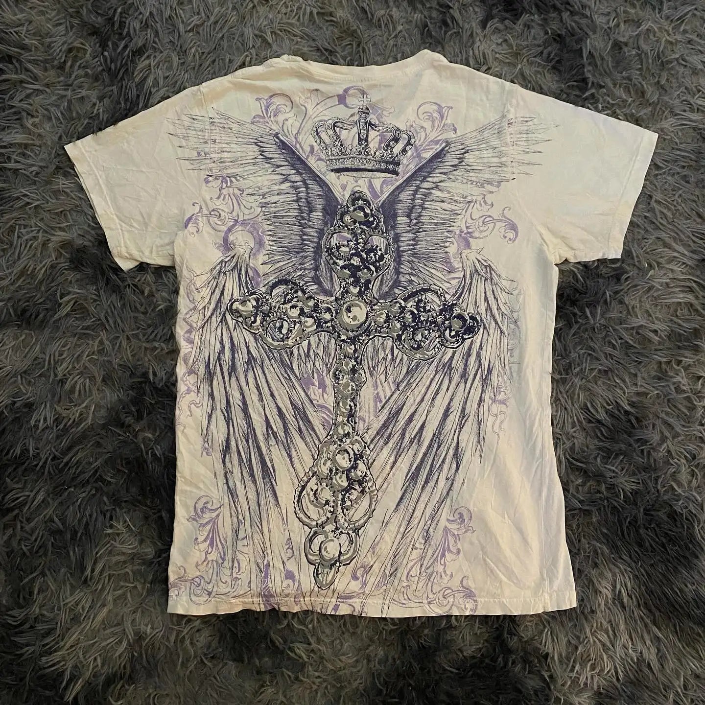 2000s Affliction Gothic T shirt Y2K Cotton Print T shirt Retro Street Letters For Men and Women Tops Graphic T shirts Street sty