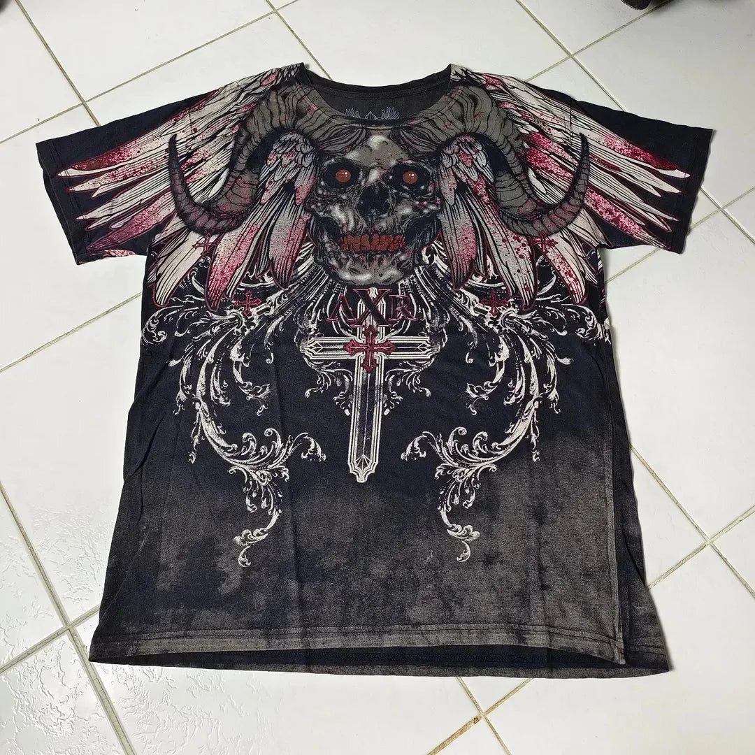 Xtreme T shirt Men Y2K Fashion Bible Scripture Pattern Printed Short Sleeves Affliction High Street Gothic Tide Cotton T shirts