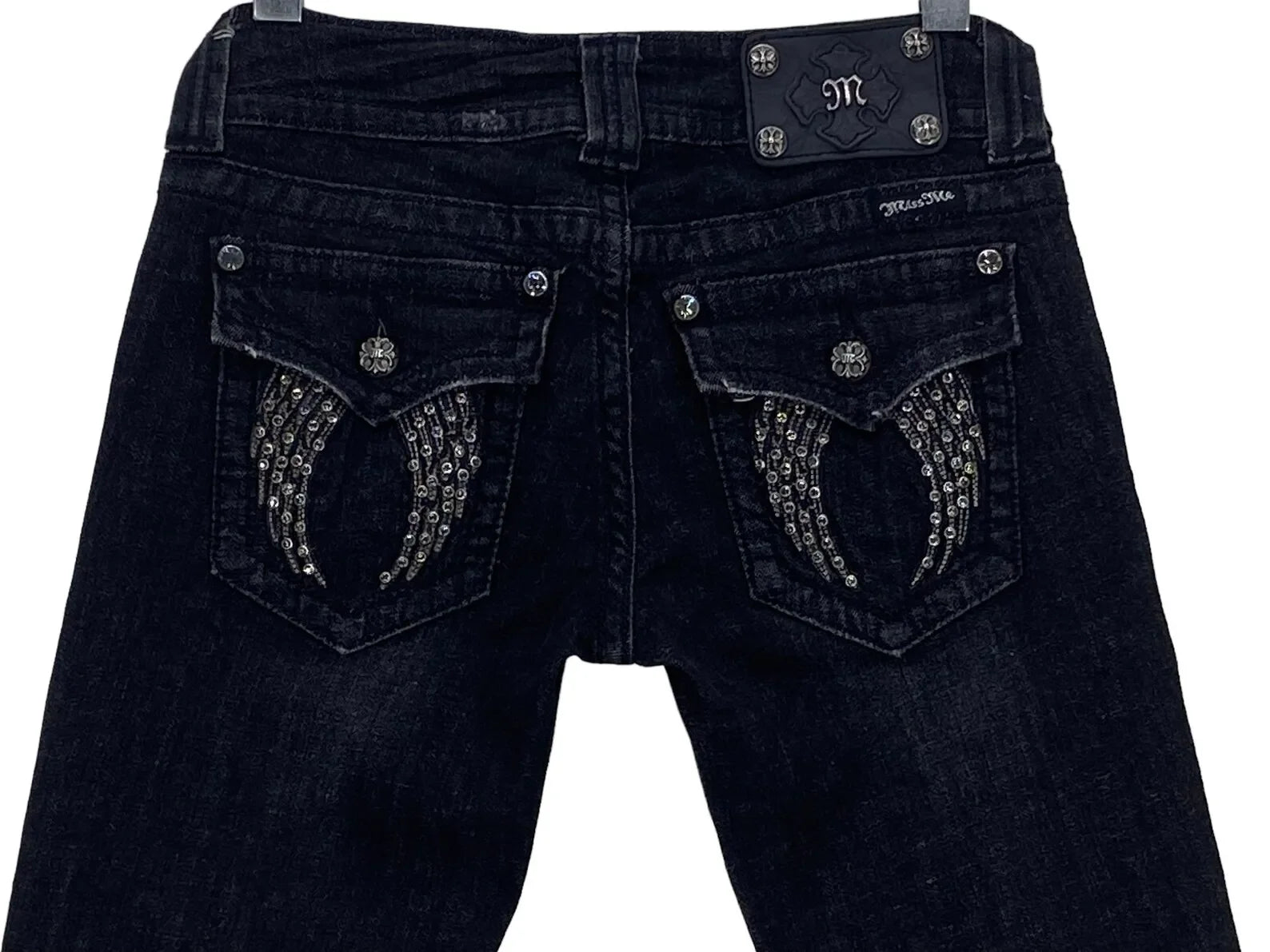 Harajuku Wings Bling Sparkle Pockets Pants Y2K New Gothic White Denim Embroidery Jeans Women Hip Hop Streetwear Goth Baggy Jeans