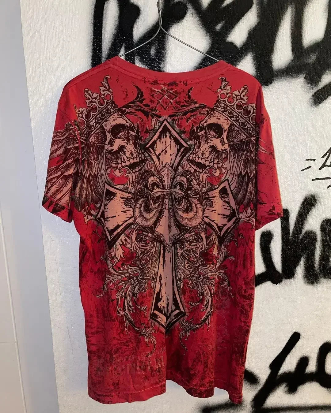 Affliction NewLong sleeved T shirt Hip Hop Round Neck Oversized shirt Women Casual Gothic Skull Holy Writ Letter Tops Streetwear