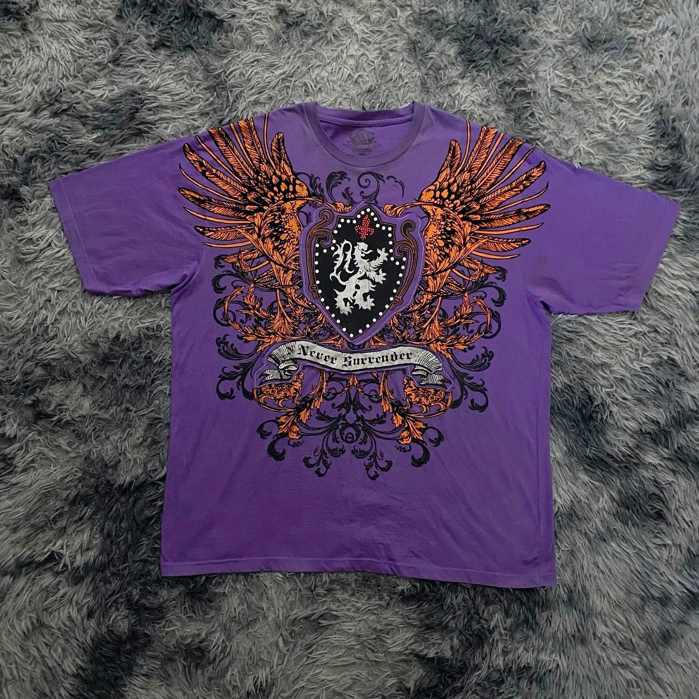 2000s Affliction Gothic T shirt Y2K Cotton Print T shirt Retro Street Letters For Men and Women Tops Graphic T shirts Street sty